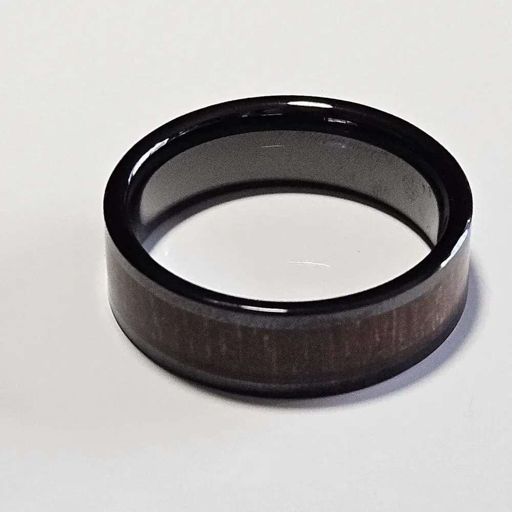 Three Keys Black With Wood Grain Look Men's Ring Size 13.5